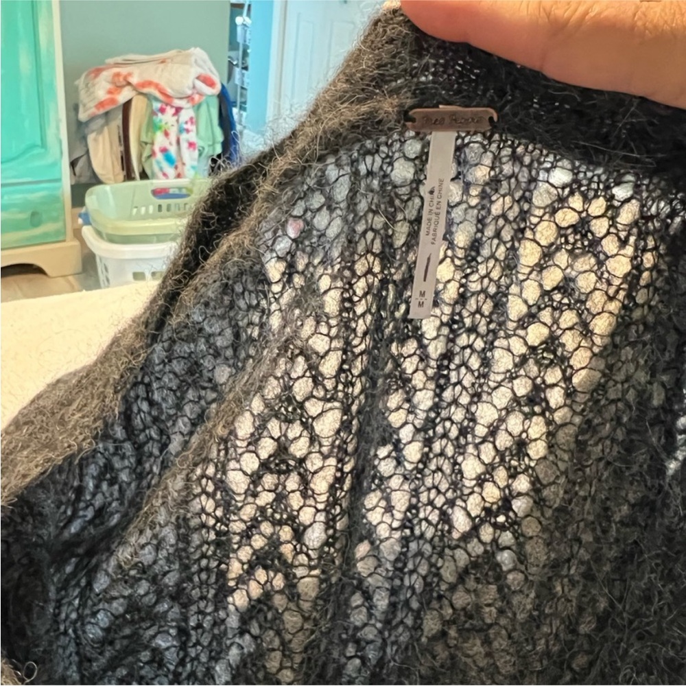 Free People Amelia cardigan alpaca wool gray M - Picture 4 of 6